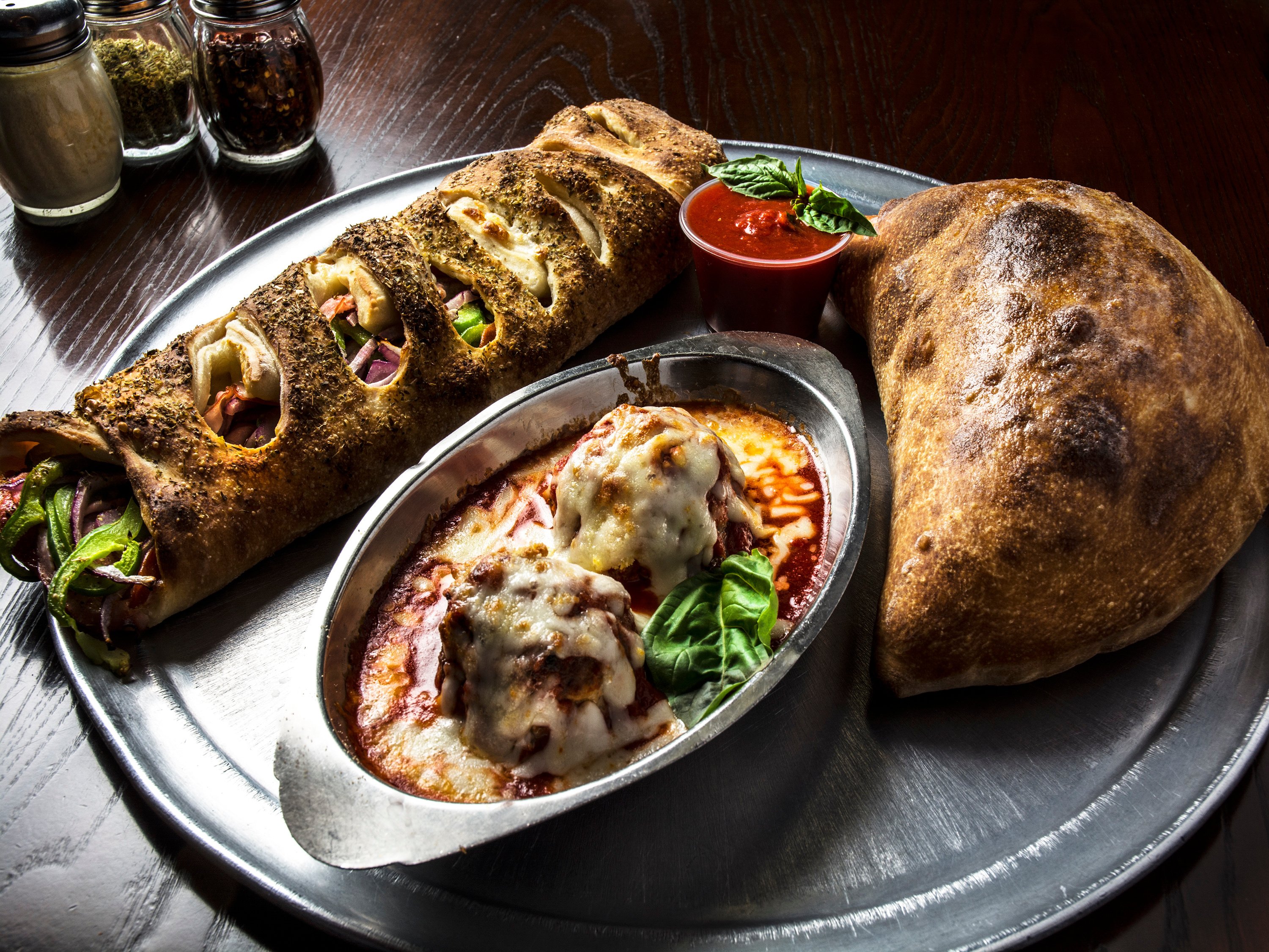 Italian Stromboli Meatballs And Calzone Platter Dinner